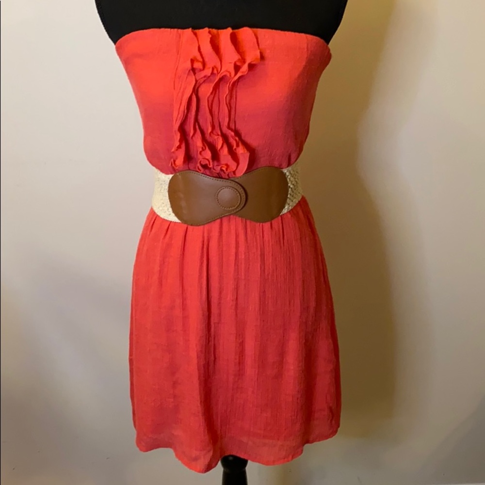 Speechless strapless coral dress with belt